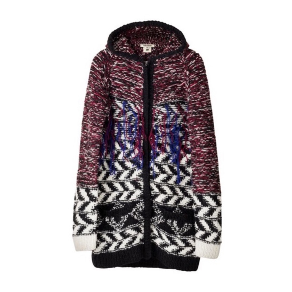 ISABEL MARANT + H&M Hooded Wool blend Knit Zip-up Cardigan Sweater